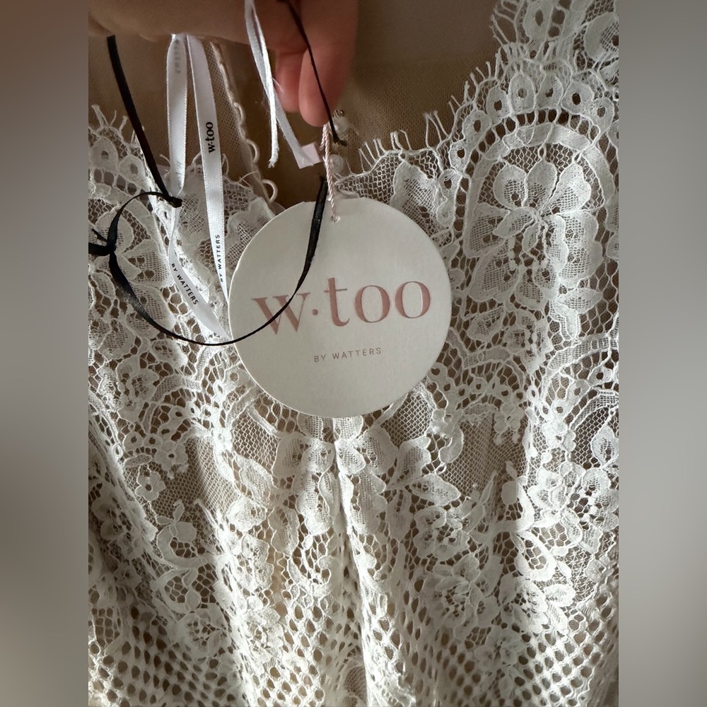 NWT W Too by Watters Locket Uma Wedding Dress in Ivory/Nude Size 14 Lace Train - Picture 14 of 16